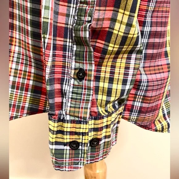 Nautica Men’s Red Green Yellow Plaid Long Sleeve Button Down Cotton Shirt SZ XL - Picture 9 of 13